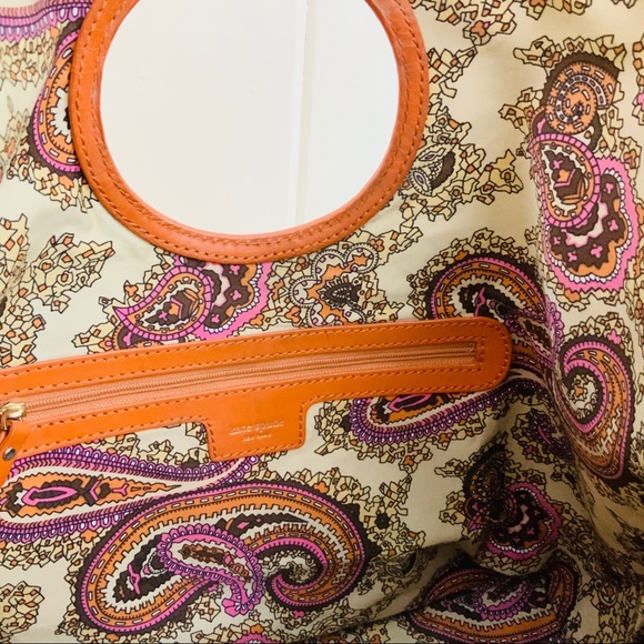 KATE SPADE Vintage Brown Wool Orange Leather Tote - Picture 4 of 6